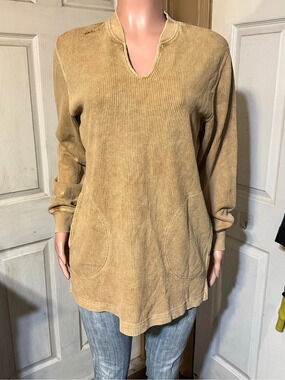 Pulp long sleeve Corduroy V-Neck hazelnut sweater L